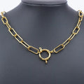 New Trendy Gold Plated Stainless Steel Chain Heavy Duty Paperclip Chain Necklace Chunky Chain Match Charm Holder Necklace