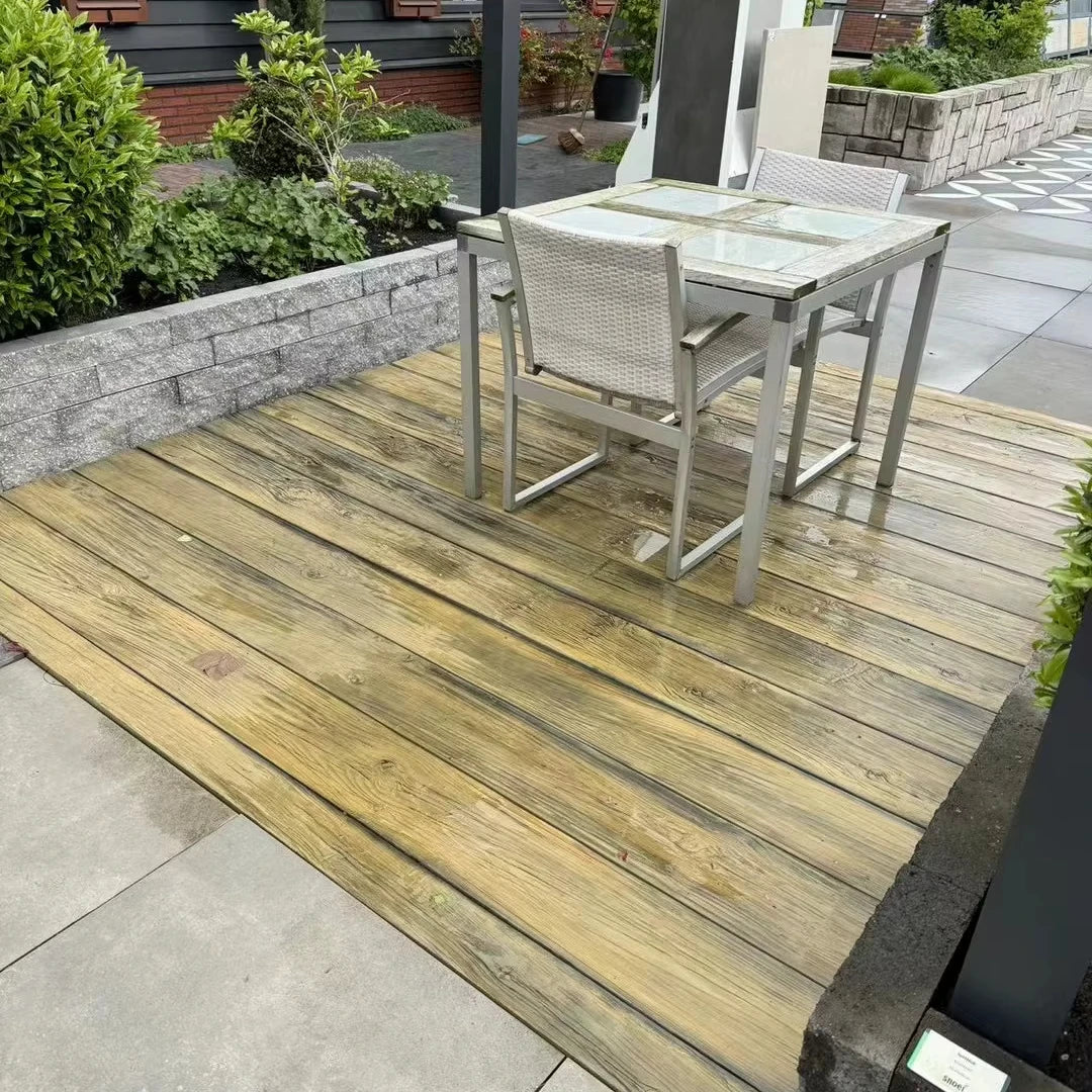 Modern Eco-Friendly Brushed Anti-Slip Abrasion Resistant PU Composite Interlocking Paving 200*25mm Outdoor Patio Park Plank Road