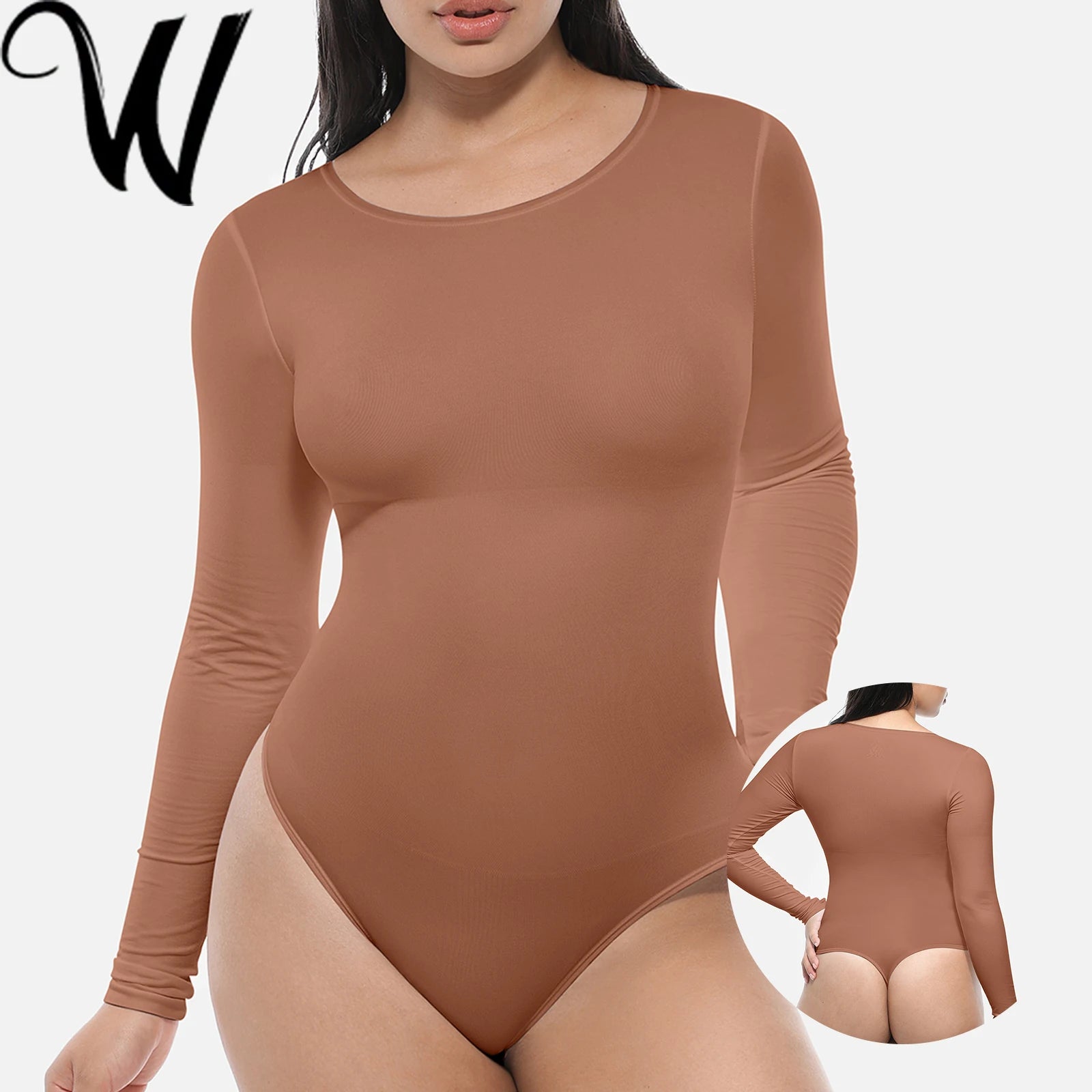 New Design Wholesale High Elastic Long Sleeve Tummy Trimmer Body Shaper Workout Bodysuit Shapewear for All Day Wear