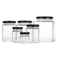 Top Seller 500ml 750ml 1000ml Square Transparent Vintage Embossed Pattern Kitchen Food Storage Glass Jar with Lid