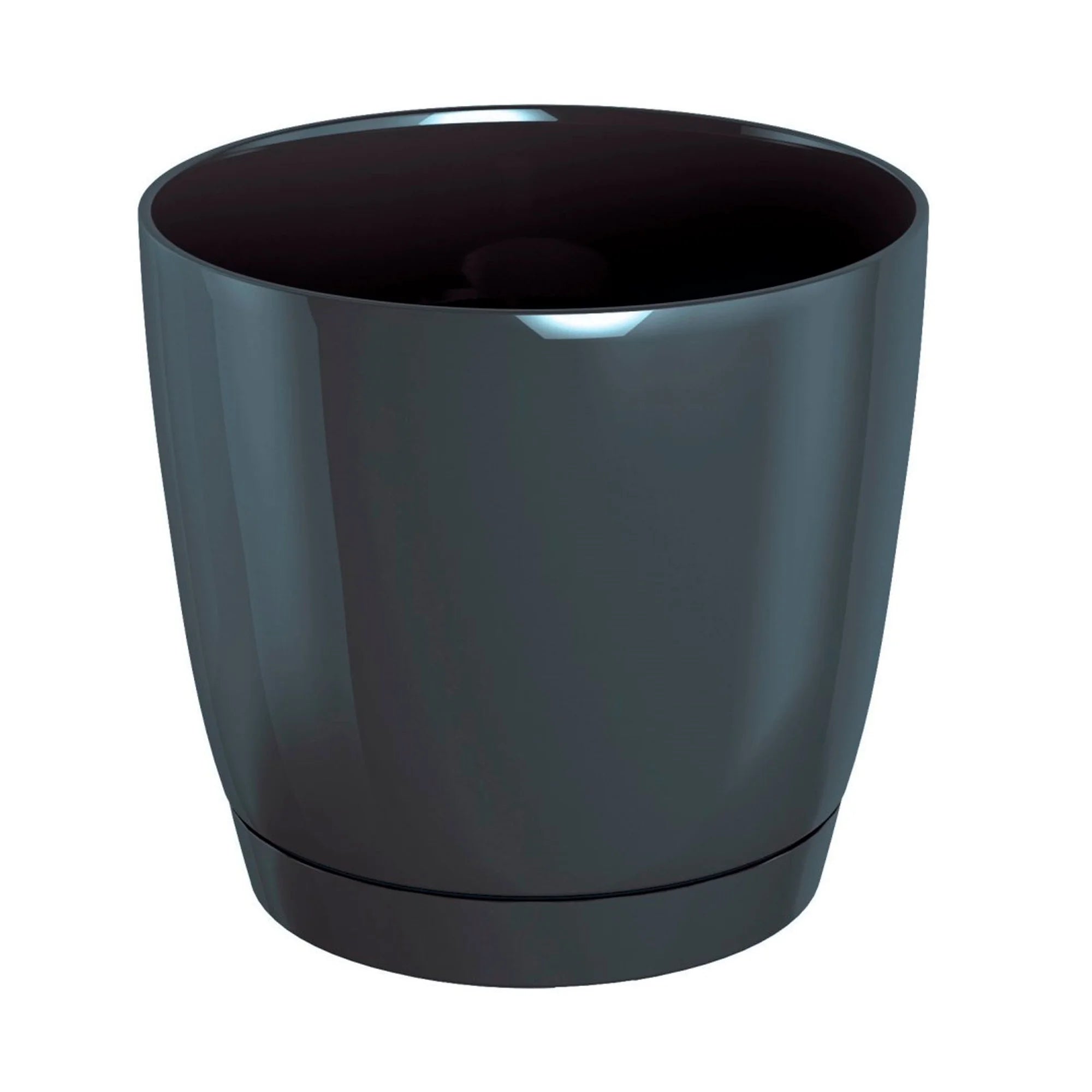 Coubi Round P round plastic flower pot in graphite color 10 (length) x 10 (width) x 9.2 (height) cm
