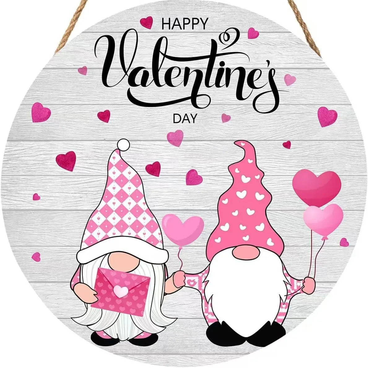 JUXINDA Valentine's Day Pink Door Hanging Wooden Heart-Shaped Wall Hanging Door Decoration Romantic Valentine's Day