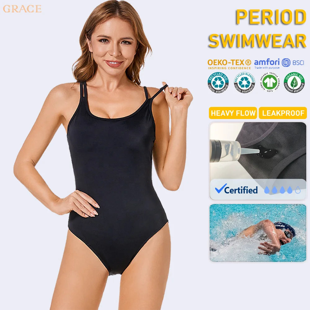 Girl Swimsuit Bikini 4 Layer Leak Proof Menstrual Underwear Incontinence Leakproof Bathingsuits Beach One Piece Period Swimwear