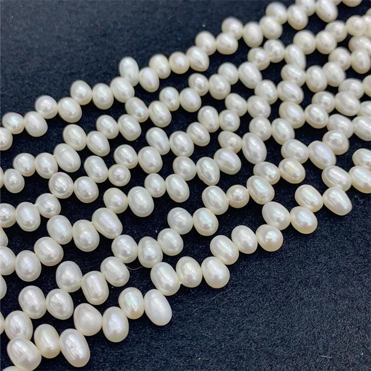 5-6mm Natural Freshwater Notoginseng Hole Rice Pearl Necklace Beads Loose Pearls for Jewelry Making Bracelets and Earrings