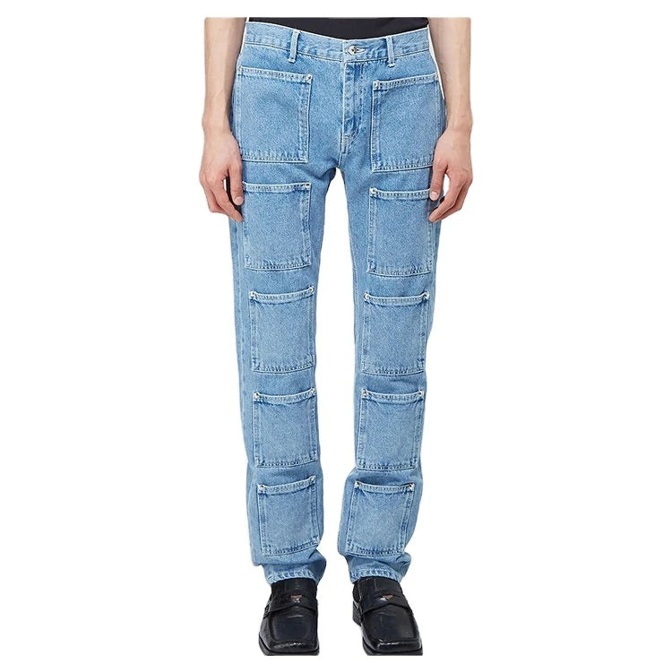 2024 Custom Men's Waterproof Denim Straight Jeans Winter Outdoor Quick Dry Eco-Friendly Casual Trousers