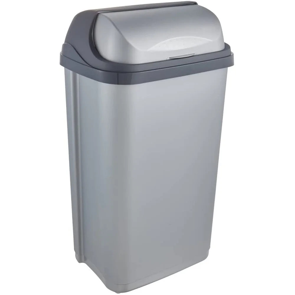 Trash Can with Sliding Lid 50 l Rasmus Silver