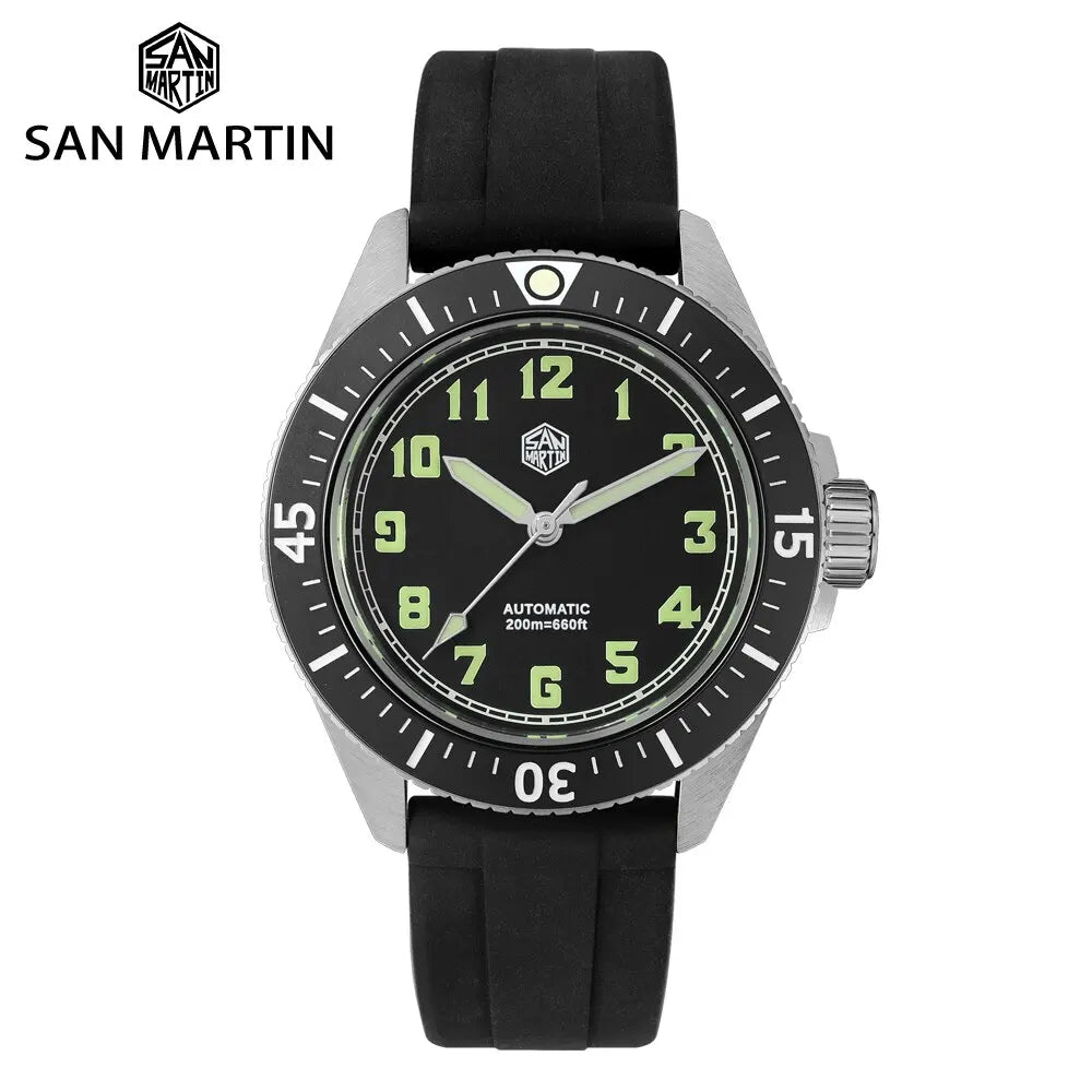 Rts Factory Price Free Ship San martin NH35 Mechanical Automatic 20atm C3 316L Stainless Steel Diver Watch Men for Sale