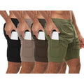 2 in 1 Men's Casual Fitness Shorts Multi-Style Polyester Quick-Drying Breathable Solid Pattern Plain Dyed Back Zipper Pocket