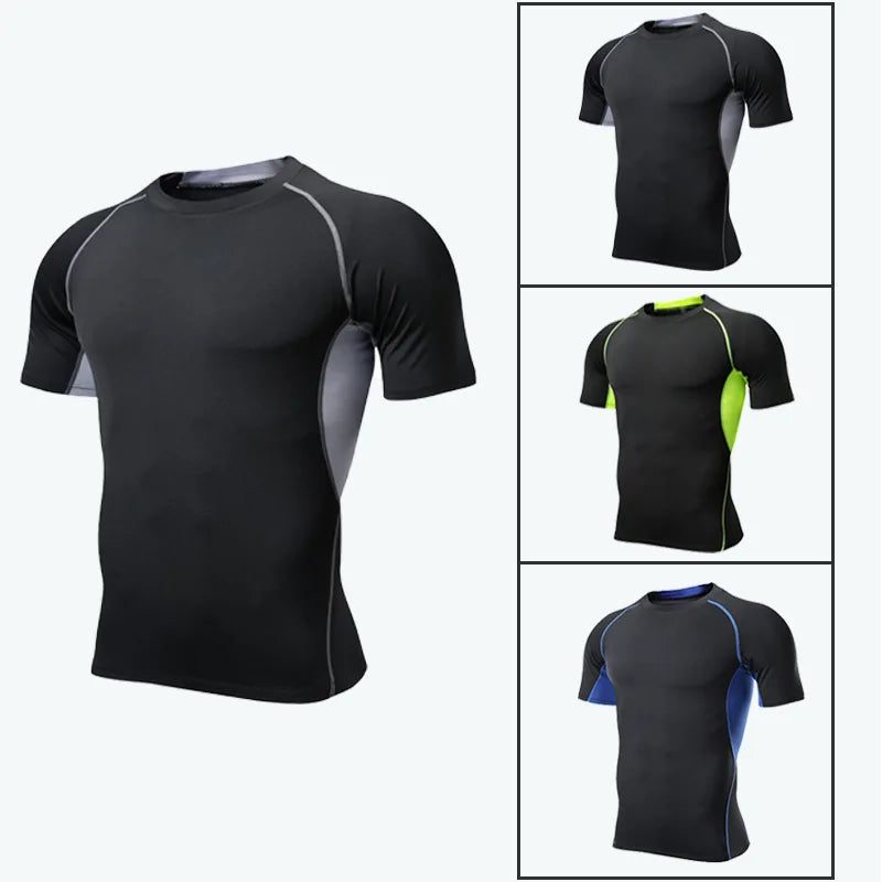 China Bangladesh Factory Price OEM Customized Logo Embroidery Men Tight Fit Quick Dry Stretch Fitness Running Training T Shirt