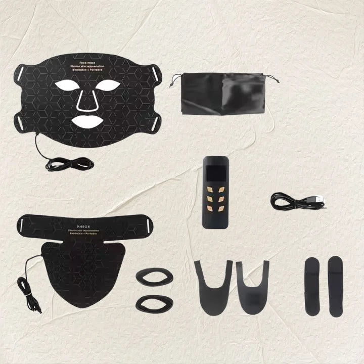4 Colors Silicone LED Standing Face Mask with Red & Near-Infrared Light Therapy for Flexible Facial Skin Repair and Brightening