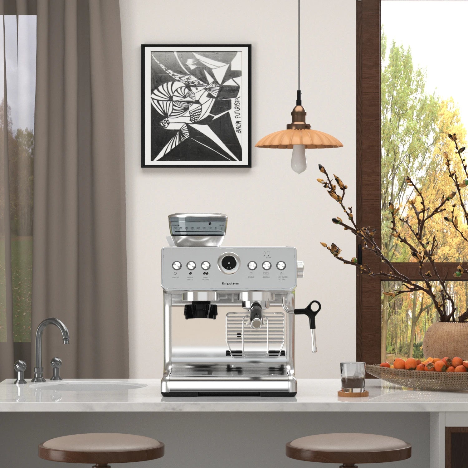 Professional 1450W Electric Portable Brew System Coffee Machine 20 Bar Pressure Pump Stainless Steel for Household Outdoor