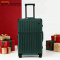 20 Inch Aluminum Frame Suitcase Scratch-Resistant PC Luggage with USB Charging Port Front Pocket & Cup Holder Carry on