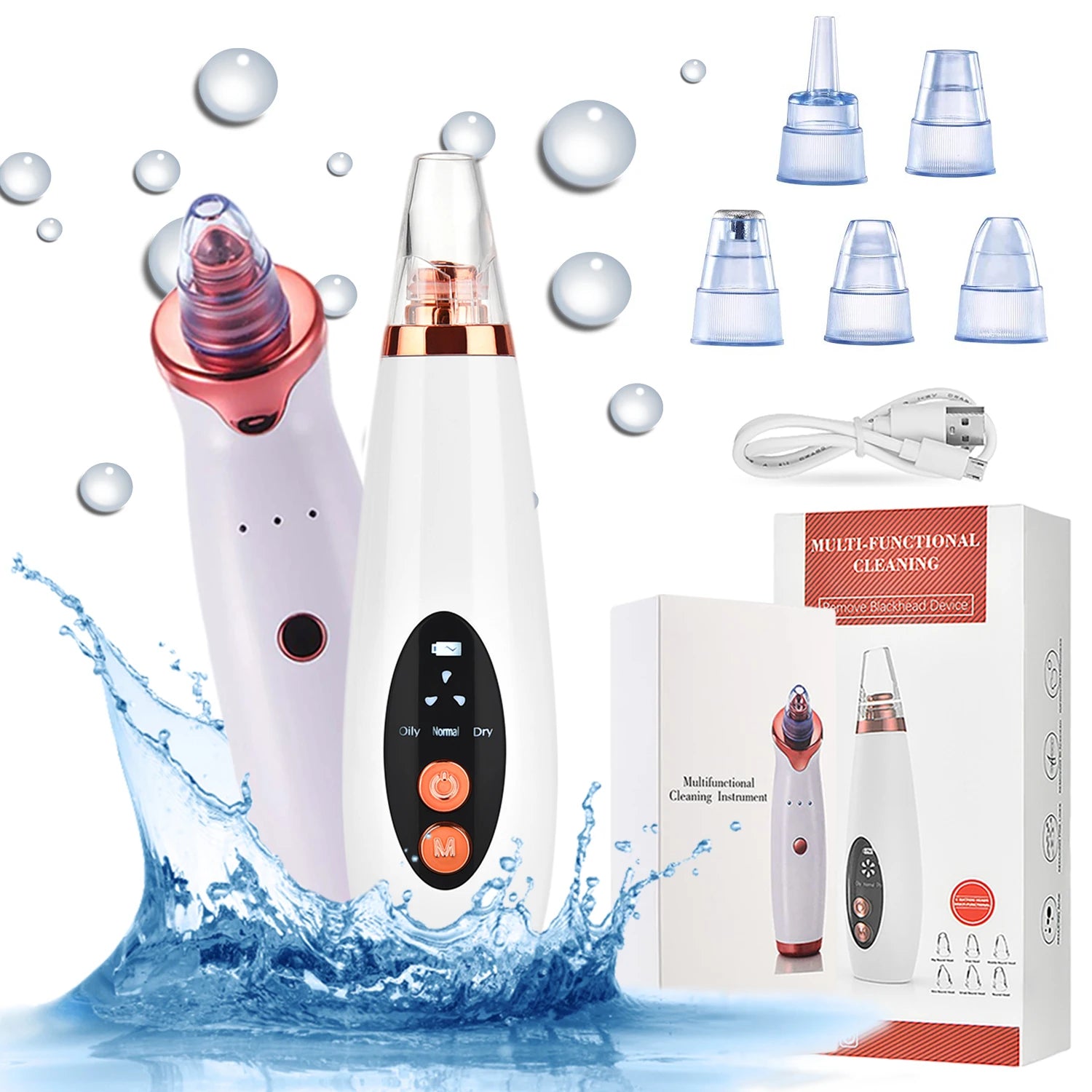 5 Head Acne Pore Cleaner Machine Electric Suction Facial Comedo Extractor Tool Kit Silicone Blackhead Remover Vacuum