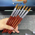 Hot Sale 9 Size Kolinsky Sable Acrylic Nail Brush Red Wood Handle with Liner & Oval Hair Shape for Nail Art & Drawing Pen