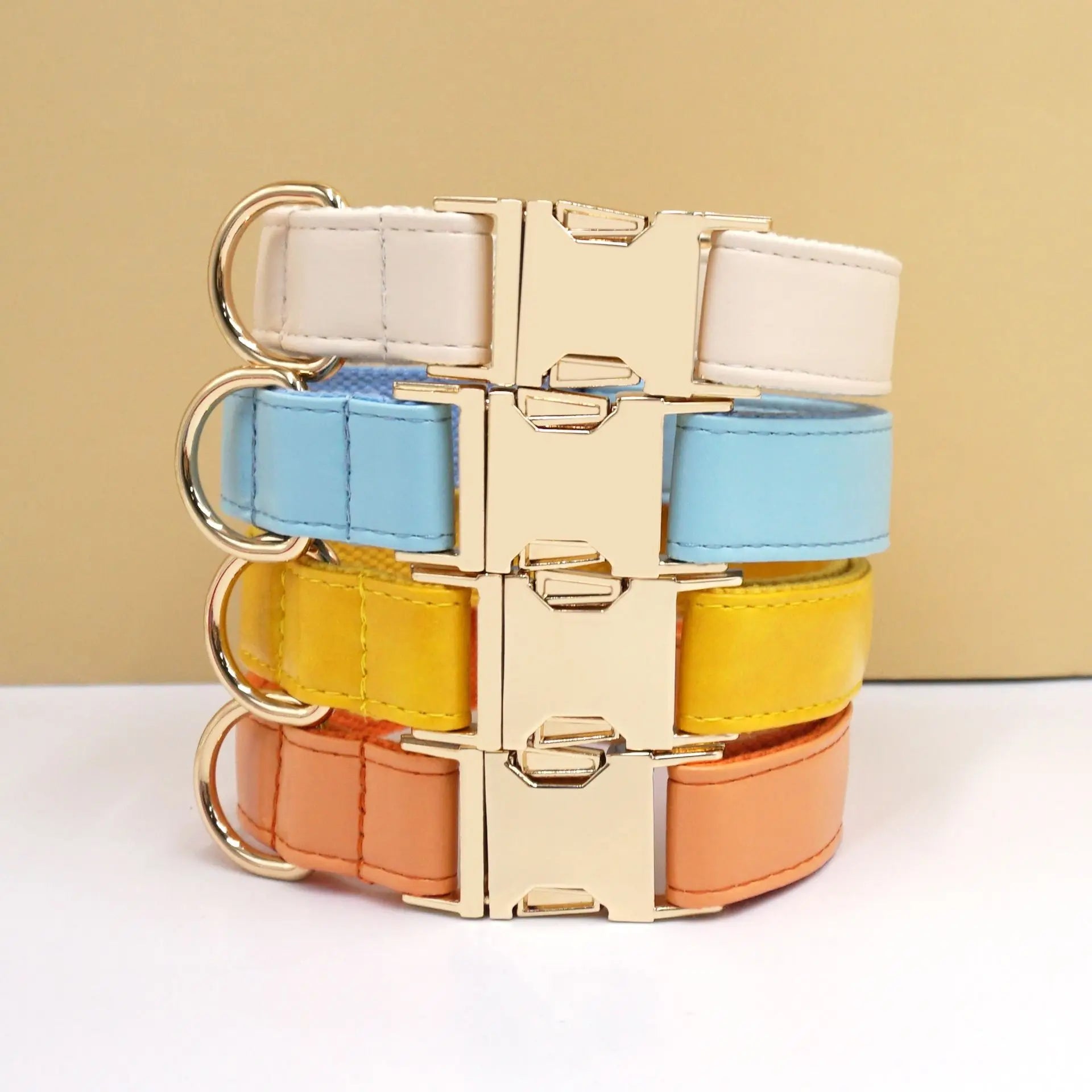 White Brown Colorful High-Quality Leather Dog Collar White Thick With Metal Clip Breakaway Rust-Resistant Hardware Buckle