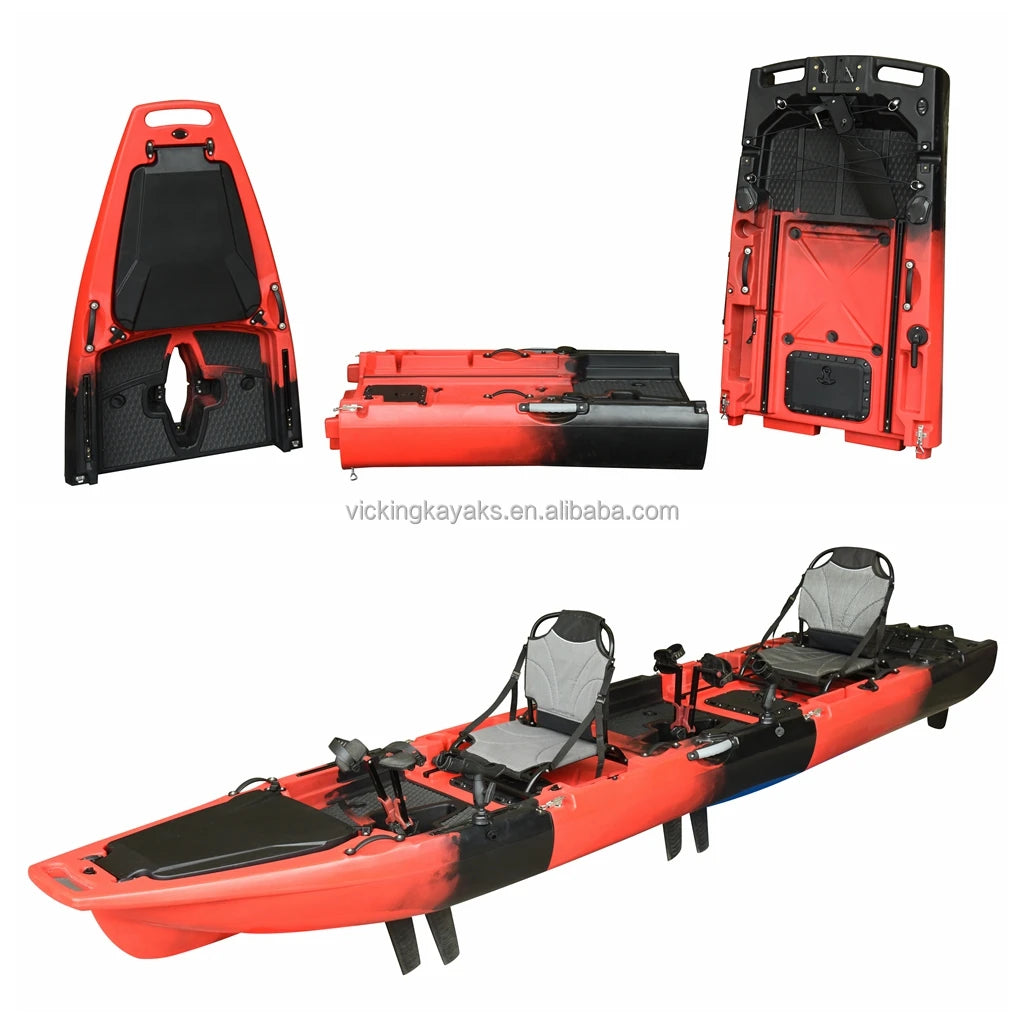 New Fashionable Vicking 2-Person Fishing Kayak Wholesale Durable HDPE Hard Plastic >4m Length Rivers Lakes Ocean Foldable