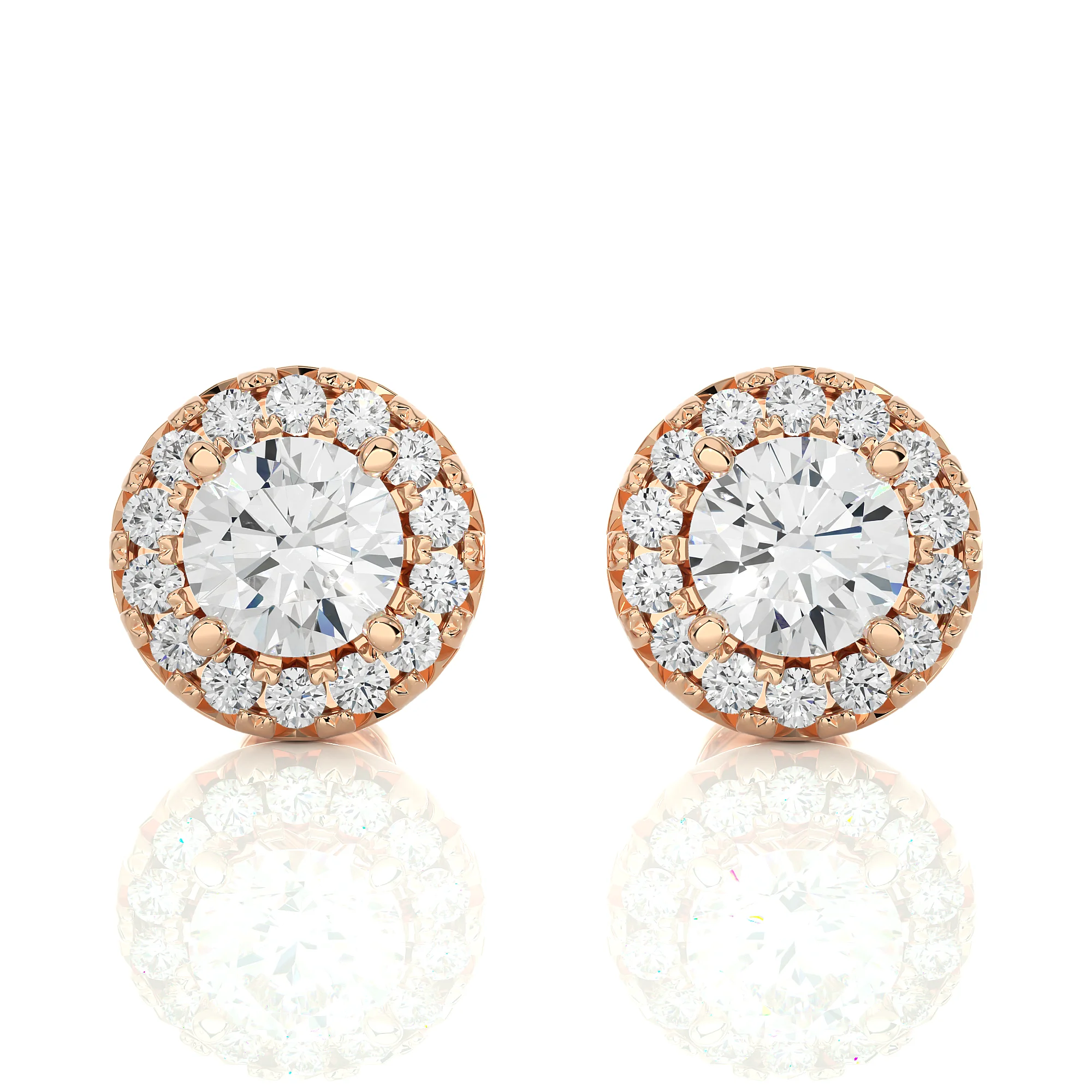 0.99Ct Lab Grown Round Brilliant Cut Color E Diamond Earrings Studs IGI Certified 14K Solid Gold Classic Style Indian Exporter