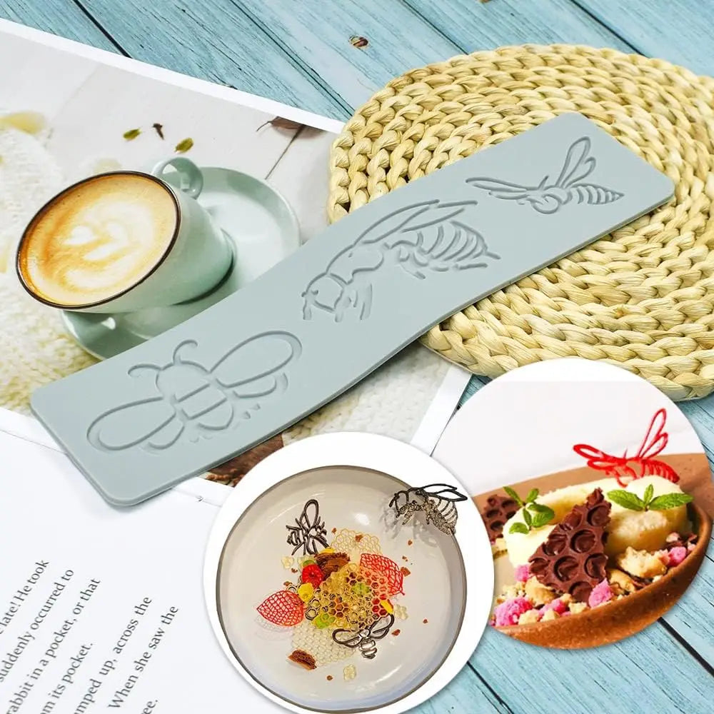 3D Hollow Honey Bee Shaped Lace Pad Cake Silicone Mold Cake Biscuit Cookies Candy Pudding Chocolate Hard Candies Dessert