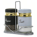New Kitchen Spice Jar Stainless Steel Glass Bottle Dispenser with Rotating Lid Farmhouse Salt and Pepper Shakers Set with Holder