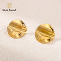 Classic Hyperbole Round Earrings Fashion Jewelry 18K Gold Plated Stainless Steel Irregular  Daily Wear Stud Earring