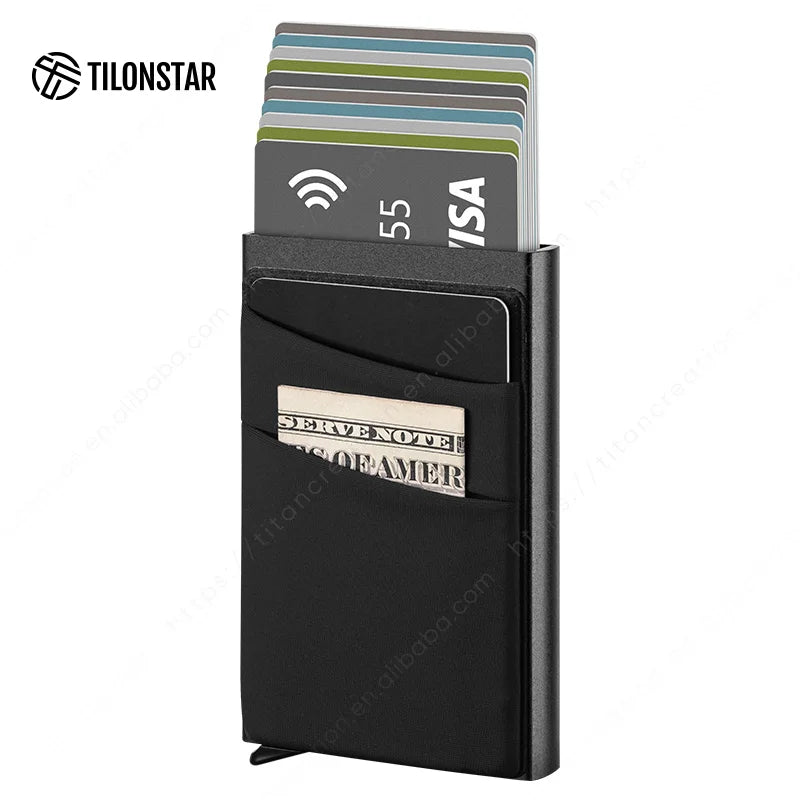 TWM103d Wholesale Business Card Holders Gift Rfid Aluminum Pop up Credit Card Holder for Men