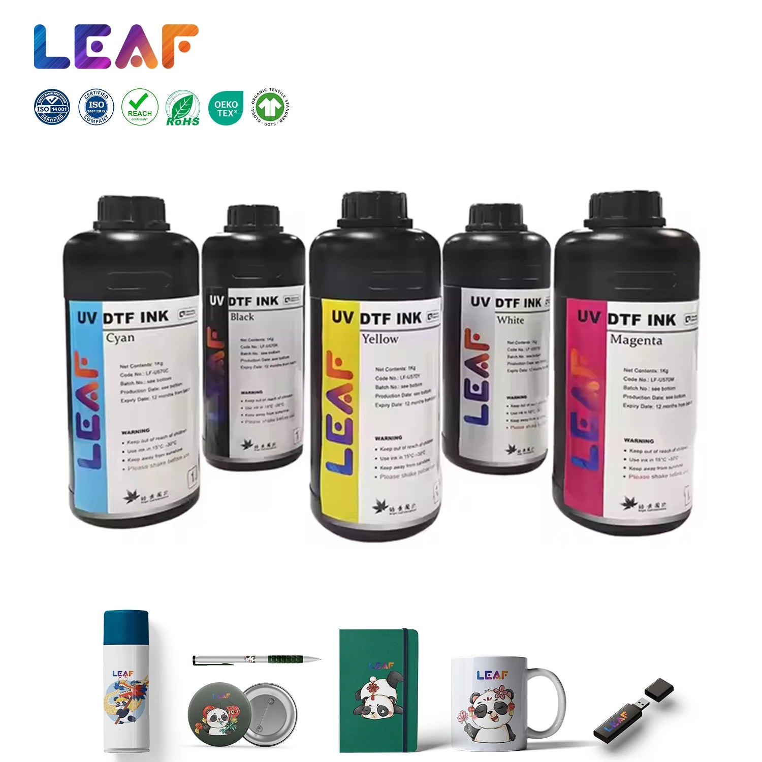 LEAF UV DTF Ink 6 Colors UV Printing Ink for I3200 DX 8 TX800 XP600 UV DTF Printer With Factory Price