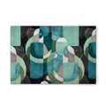 Made In Germany - Home Decor Canvas Picture Abstract Shapes - Wall Mural In Green And Blue - Canvas Picture On Stretcher Frame