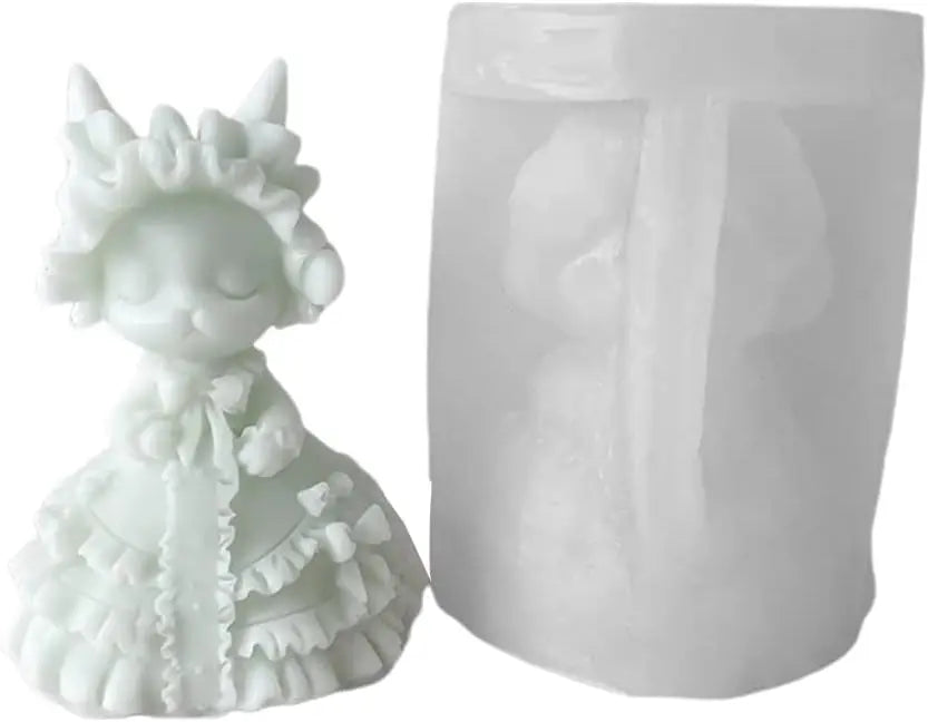 Rabbit Princess Dress Silicone Candle Mold for DIY Crafts Aromatherapy Plaster Soap Mold Photo Props Handmade Crafts