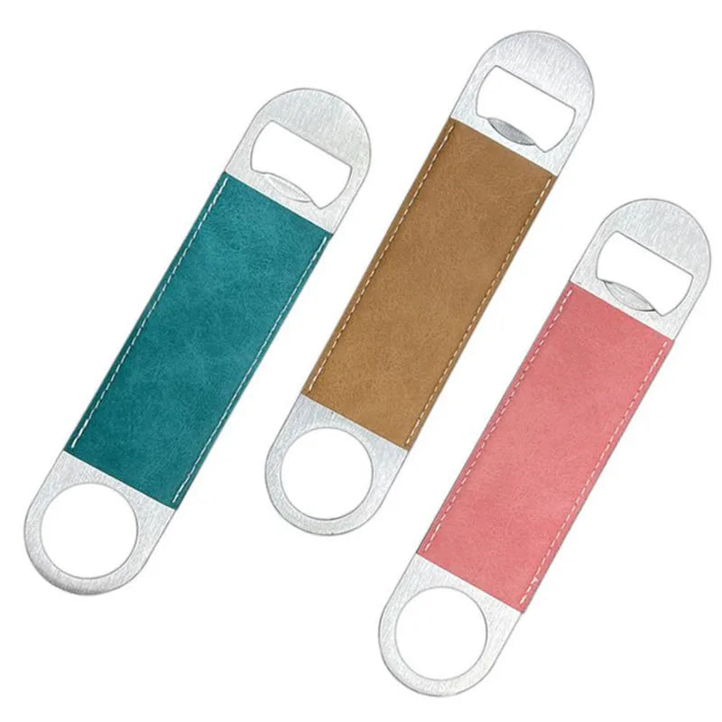 HXY Custom Eco-Friendly Heavy Duty Bar Blade Stainless Steel Leatherette Metal Beer Bottle Opener Laserable Wedding Favors