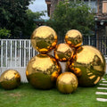 Gold Inflatable Mirror Ball Giant Luxury Reflective Sphere Ballooned Boog Shiny Metallic Disco Ball for Wedding Hotel Decoration