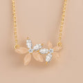 Elegant Flower Blossoming Gold and Silver Plated Pendant Necklace Zircon and Opal Petals Flower Pendant Collarbone Chain