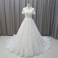 Jancember MZ0021 Beautiful Short Sleeve Embroidery Lace Wedding Bridal Dresses