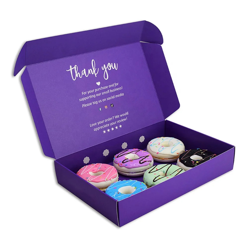 Eco Friendly Purple Bakery Packaging Cake Donuts Sushi Crepe Brownie Cupcake Take Out Food Packaging Cookie Paper Packaging Box