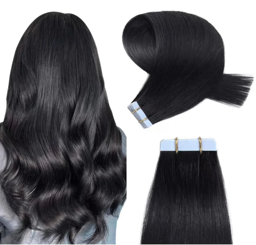 Wholesale Factory Price Grade 12A Tape in Hair Extensions 100% Raw Mink Hand Made Human Hair Tape Ins Hair Extensions