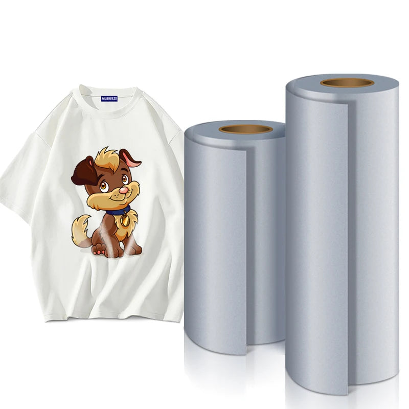Factory Direct Supply 60cm*100m 30cm*100m Rolls Cold Peel Special Printing Effect Reflective Silver DTF PET Film