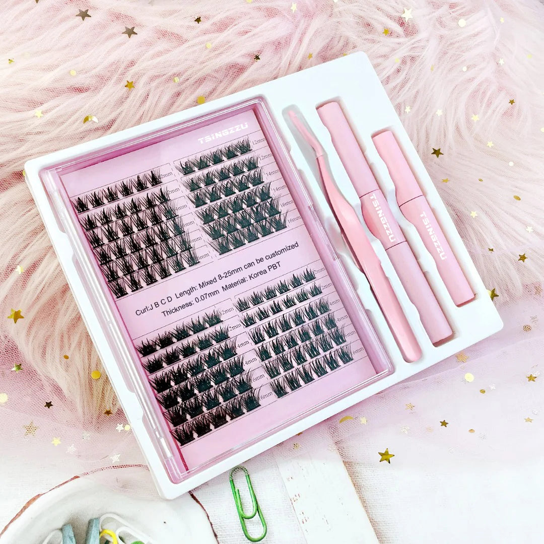 Wholesale Individual Lash Clusters Eyelash Extention 40d 60d Diy Lash Extension Kit Pre-cut Segment Fluffy Lashes Cluster