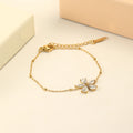 Dreamshow Fashion Bead Bracelet Femme Zircon Flower Waterproof Tarnish Free 18k Gold Plated Stainless Steel Jewelry