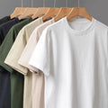 China Bangladesh Factory Price OEM Customized Logo Embroidery 230G Pure Cotton Loose Short Sleeve Unisex Summer Solid T Shirt