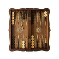 Carvo Handmade Traditional Wooden Backgammon Set K421.032 Helena Wood Art Walnut Mid Size 52 cm Mother Pearl Checkers Boxwood