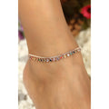 Azuris 925 Sterling Silver Gold Plated Geometric Anklet with Zircon Gemstone-Unisex Trendy Party & Festival Accessory