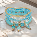YL Cross-Border Hot Sale Creative Beaded Rice Bead Women's Bracelet 6-Piece Set Square Beads Turquoise Elastic Bracelet Set