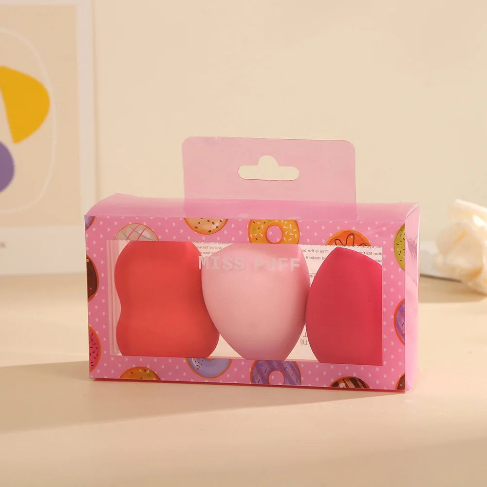 Super Delicate and Soft Facial Beauty Sponge 3PCS Beauty Egg Set Blender Foundation Puff Facial Foundation Makeup Sponge