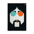 Made in Germany Modern Lennon Canvas Art Wall Mural with Wooden Stretcher Frame in Black and Orange