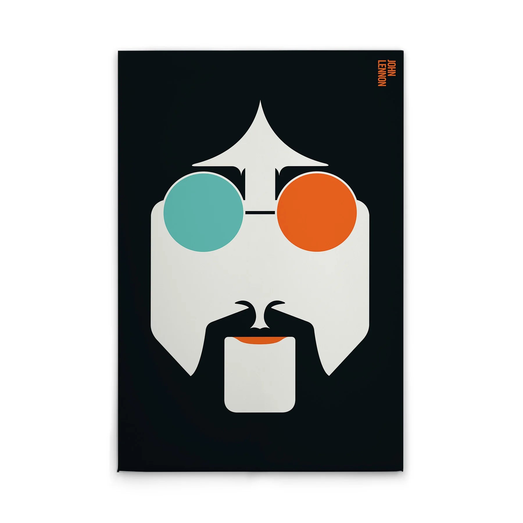 Made in Germany Modern Lennon Canvas Art Wall Mural with Wooden Stretcher Frame in Black and Orange