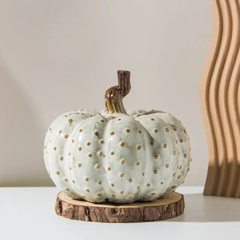 Handcrafted Ceramic Pumpkin Decor Rustic Farmhouse Autumn & Thanksgiving Table Ornament