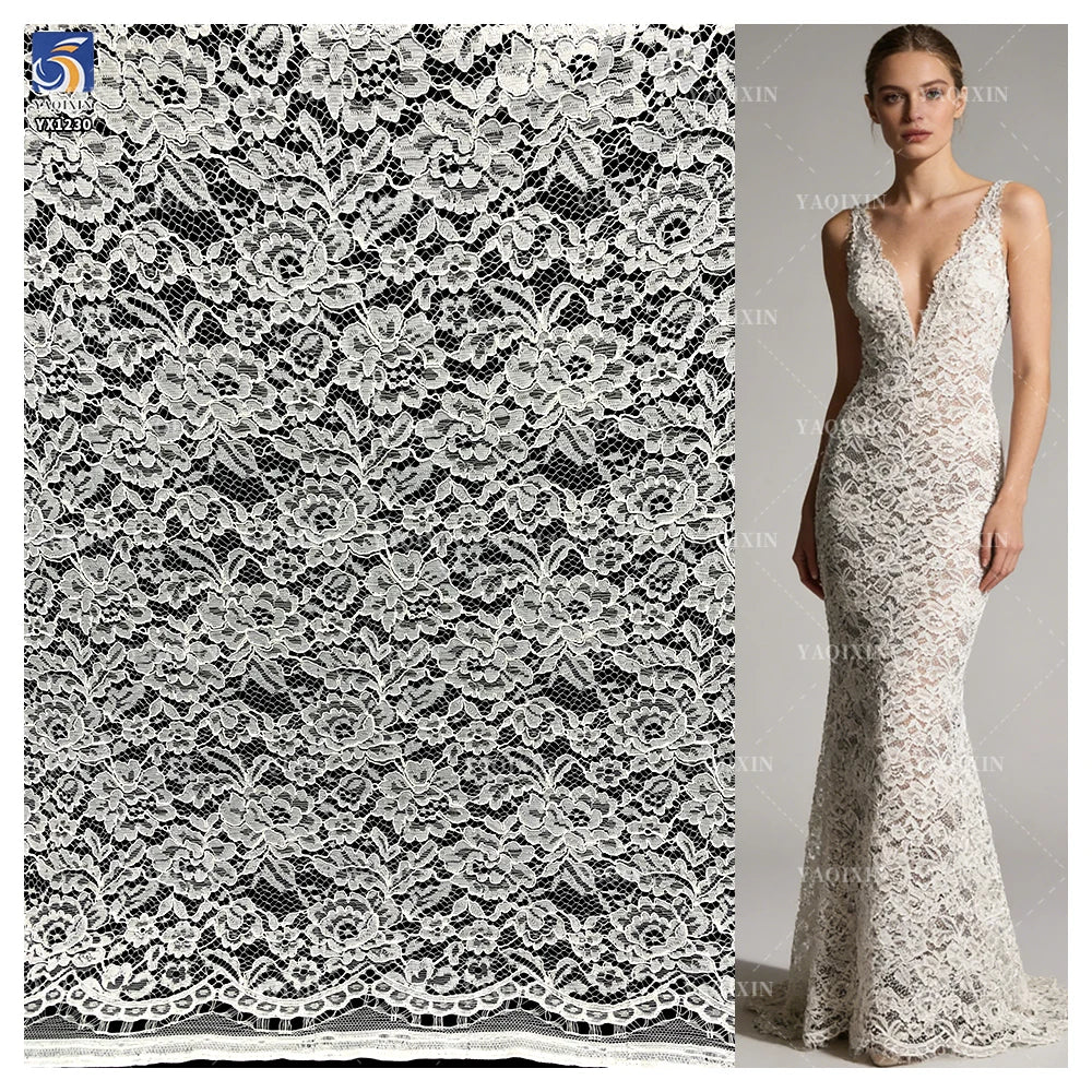 YX1229 Quick and Easy Custom Color 120g Woven Mesh Net Lace Fabric Cheap Polyester Mesh Wedding Chantilly Lace Fabric MegaBDM