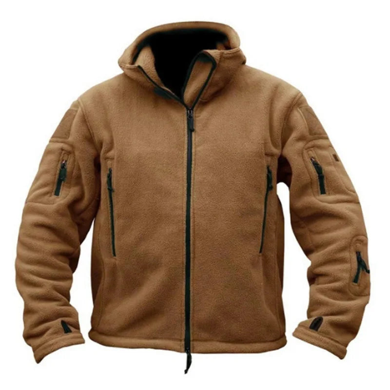 OEM Custom logo Embroidery Printed Design Men's Outdoor Warm Fleece  Cross-border Cold-proof Assault Hooded Jacket Sweatshirt