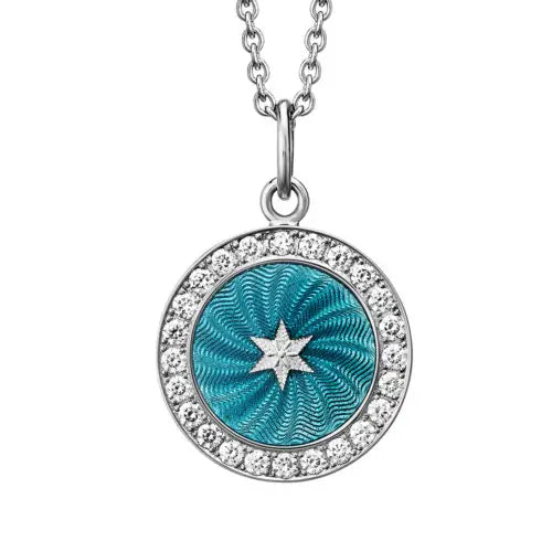 Round Blue Enamel Pendant 925 Sterling Silver Blue Enamel Pendant Enamel Light Luxury Necklace for Women