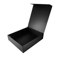 Large Black Magnetic Closure Oblong Luxury Gift Paperboard Rigid Box Embossed Glossy Lamination UV Coating for Clothes