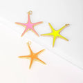 QIKU Wholesale Starfish Trumpet Charms 18K Gold Plated Copper Sea Life Enamel Pendant for Jewelry Necklace Making
